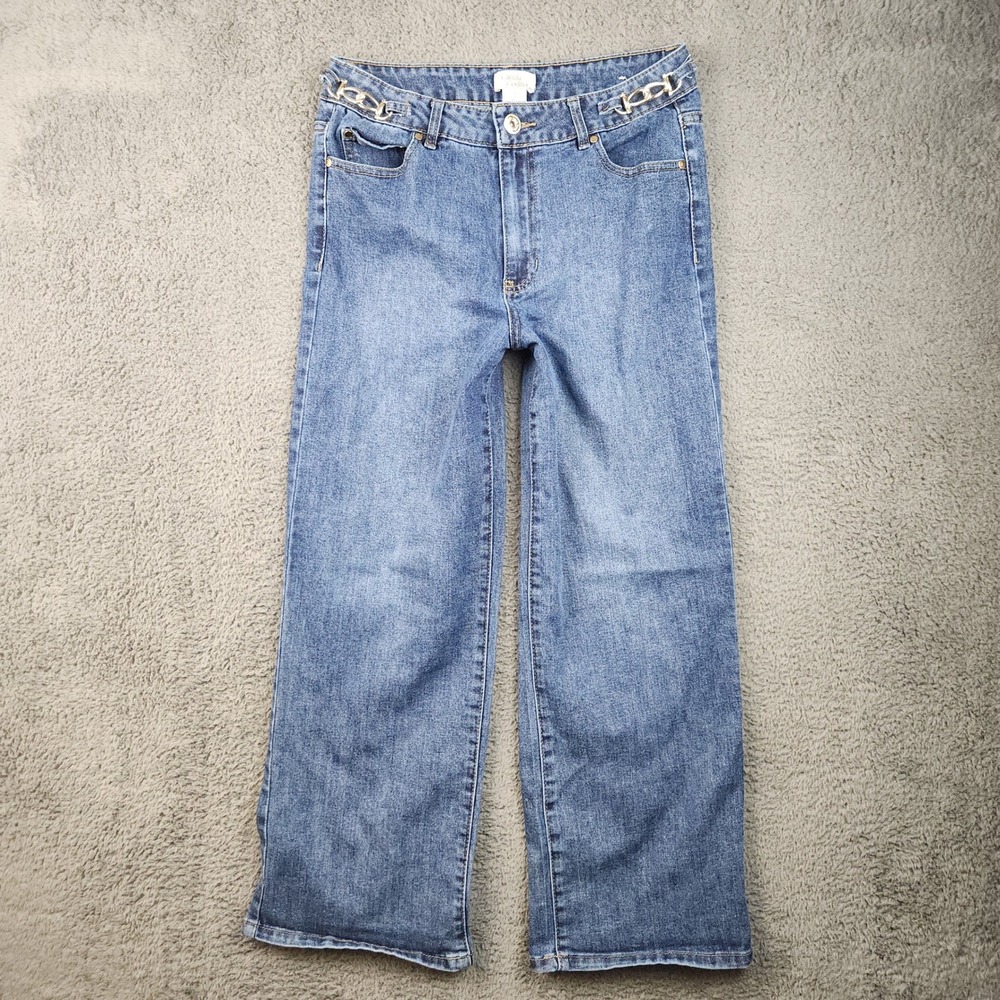 Camila Coelho Women's High Waisted Ankle Wide Leg Jeans Size 8 Chain‎ Detail